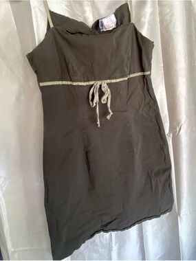 City Triangles Olive Mini Dress with Cream Trim 100% cotton